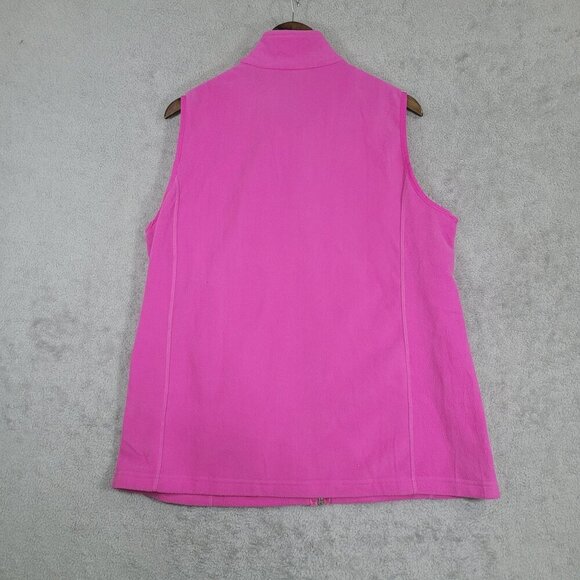 Lands End Womens Pink Fleece Vest L  Sleeveless Zip-Front 100% Polyester - Picture 2 of 7